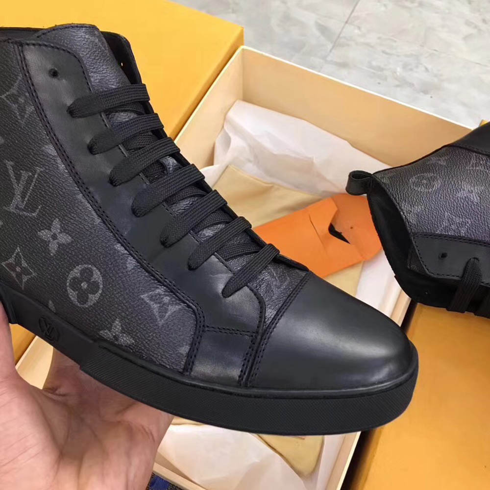 Louis Vuitton Black Leather High Top Sneakers - EUR FASHION