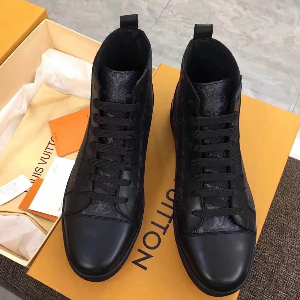 Louis Vuitton Black Leather High Top Sneakers - EUR FASHION
