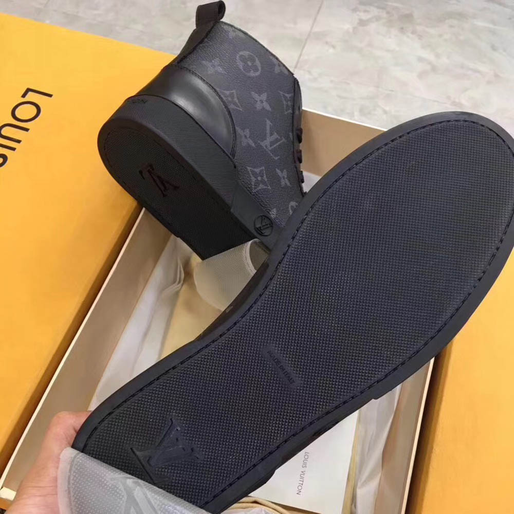 Louis Vuitton Black Leather High Top Sneakers - EUR FASHION