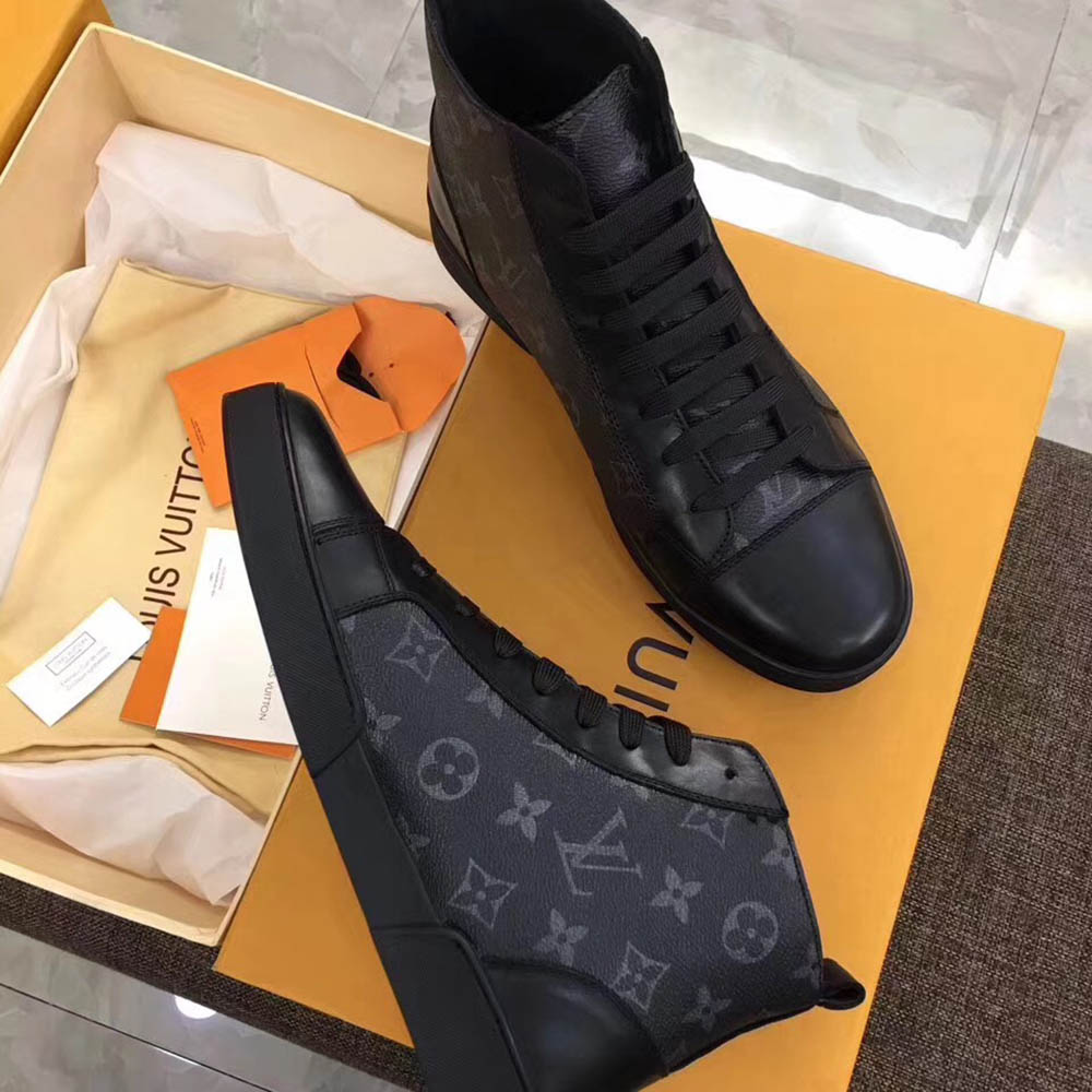 Louis Vuitton Black Leather High Top Sneakers - EUR FASHION