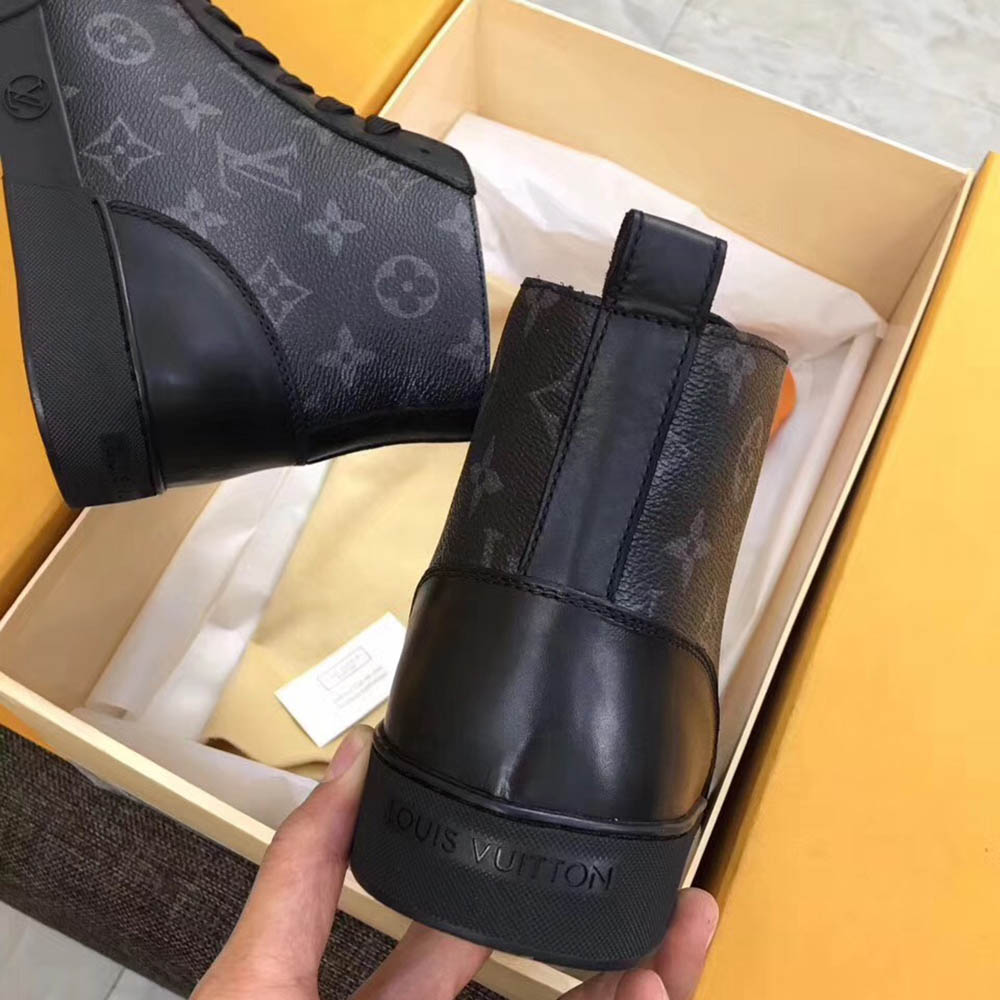 Louis Vuitton Black Leather High Top Sneakers - EUR FASHION