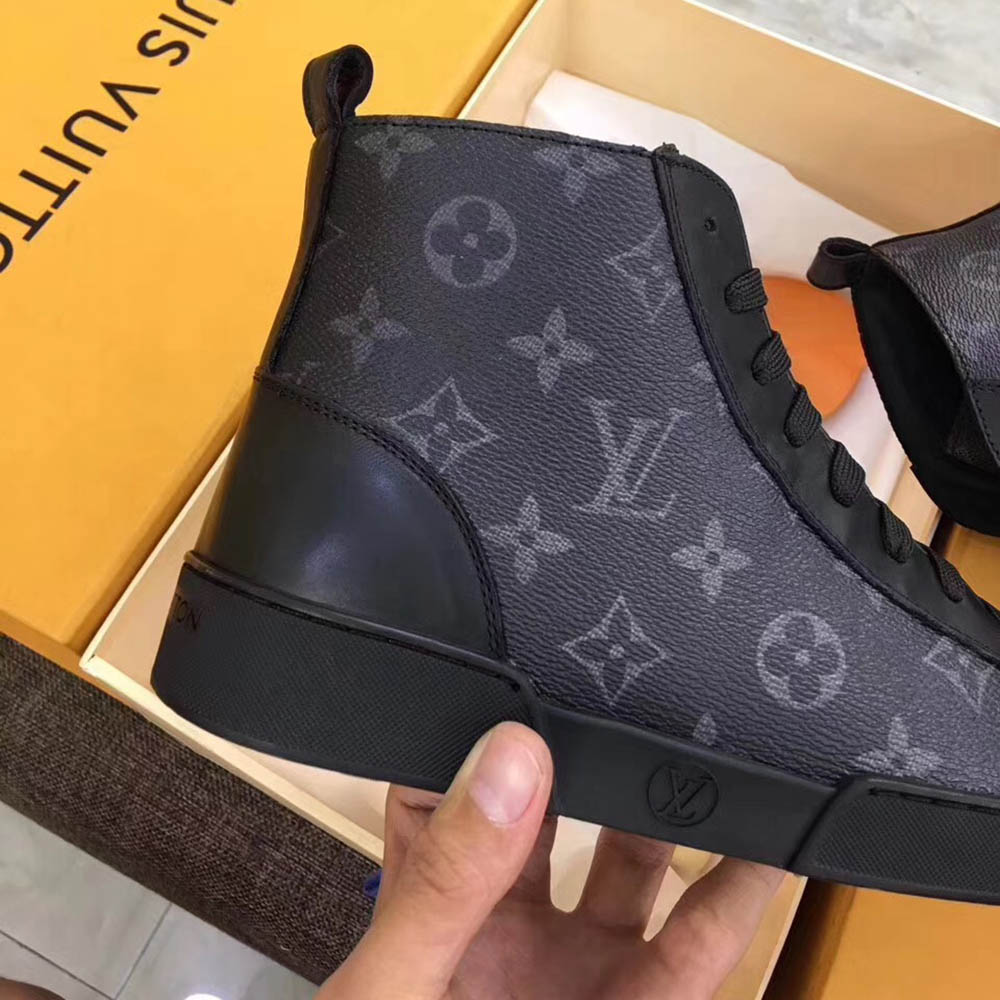Louis Vuitton Black Leather High Top Sneakers - EUR FASHION