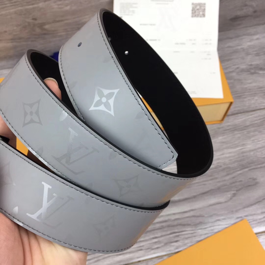 Louis Vuitton Grey 40MM Reversible Belt (Gun Color Buckle) - EUR FASHION