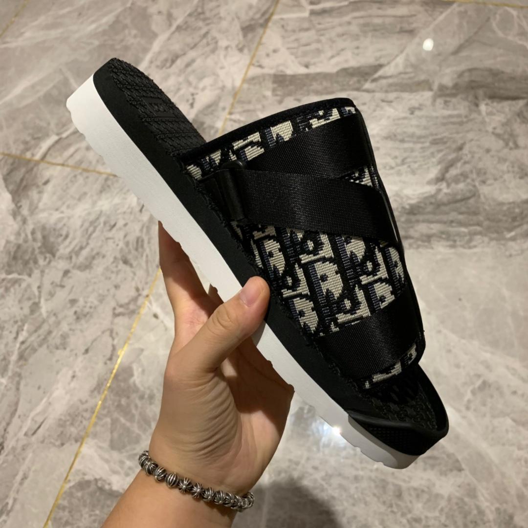Dior Black Oblique Neoprene Slippers - EUR FASHION