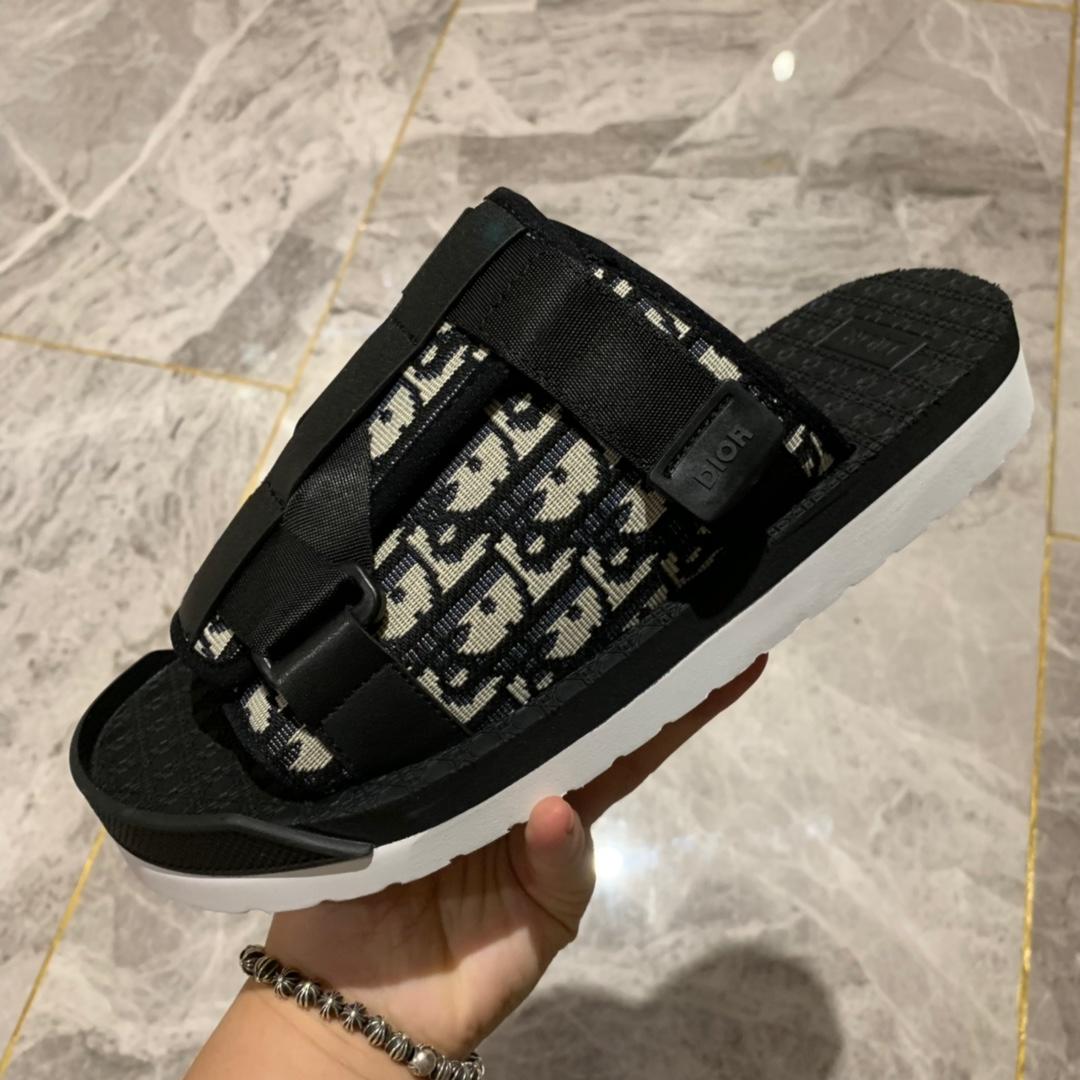 Dior Black Oblique Neoprene Slippers - EUR FASHION