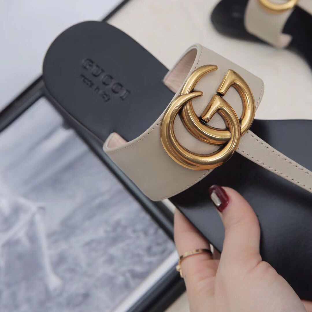 Gucci Leather Thong Sandal With Double G - EUR FASHION