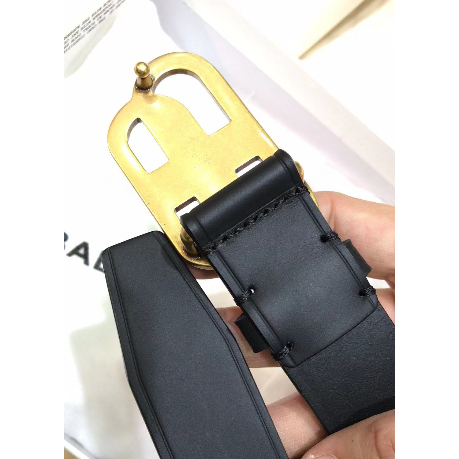 Balenciaga Black Bb Belt With Golden Buckle - EUR FASHION