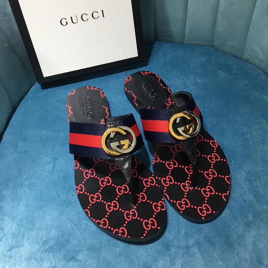 Gucci Women's GG Web Thong Sandals - EUR FASHION