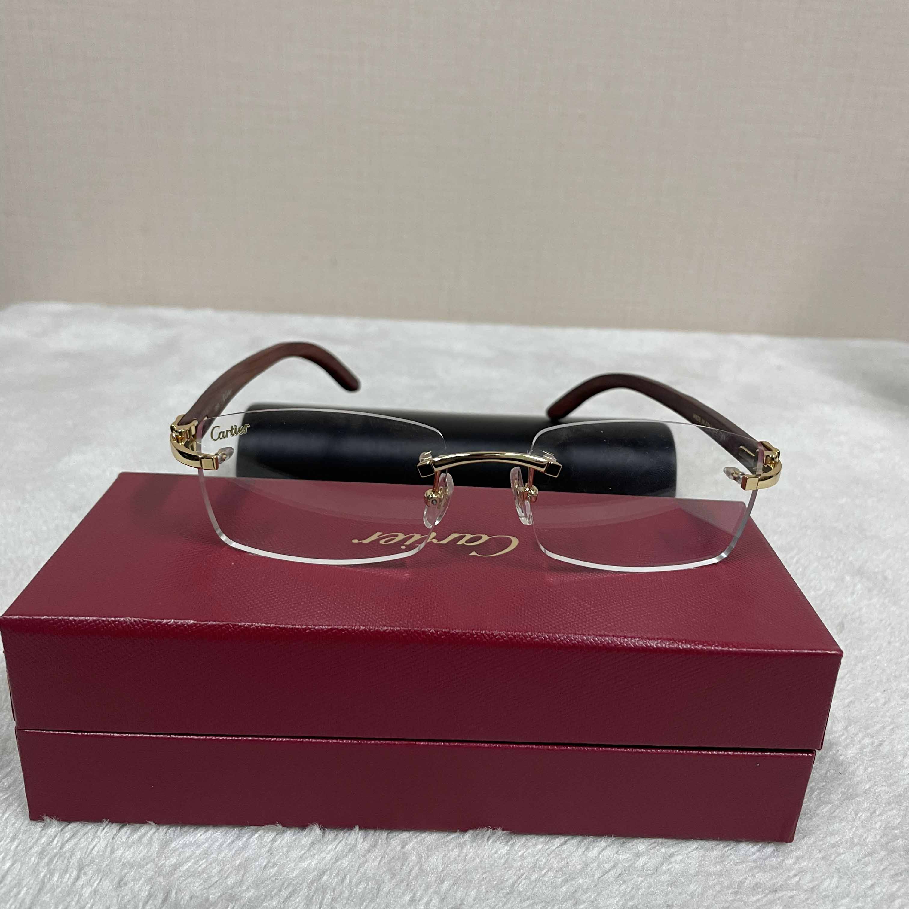 Cartier T8100905 Wood Engraving Eyeglasses Gold - EUR FASHION