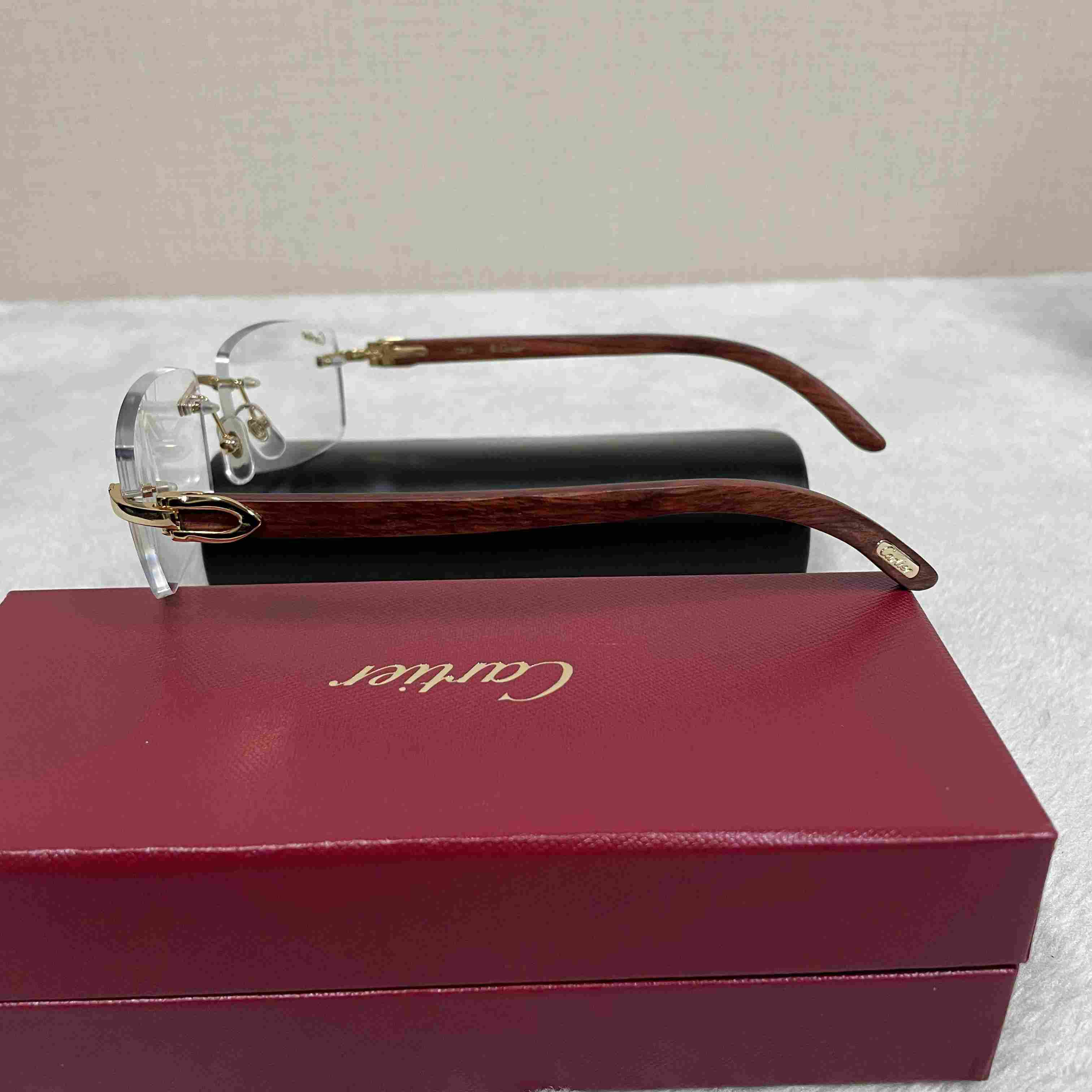 Cartier T8100905 Wood Engraving Eyeglasses Gold - EUR FASHION