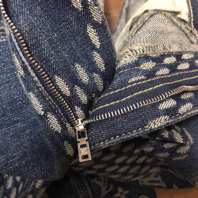Louis Vuitton Giant Damier Waves Monogram Denim Jeans Blue - EUR FASHION