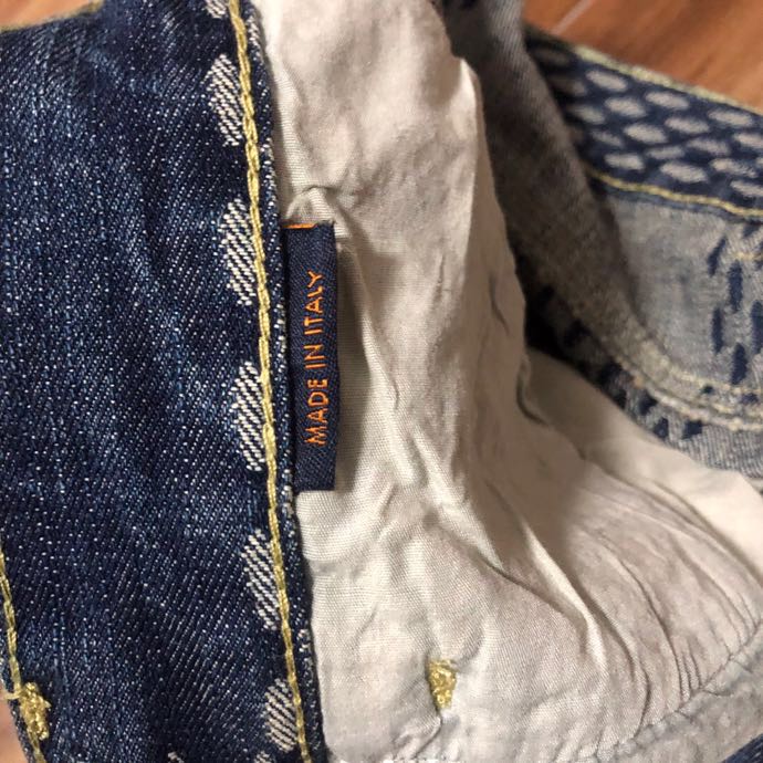 Louis Vuitton Giant Damier Waves Monogram Denim Jeans Blue - EUR FASHION