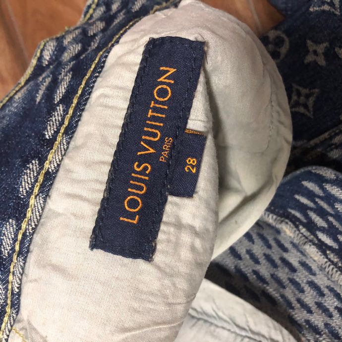 Louis Vuitton Giant Damier Waves Monogram Denim Jeans Blue - EUR FASHION