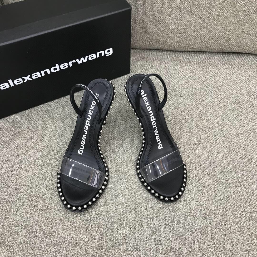 Alexander Wang Nova Satin Crystal Sandal In Black - EUR FASHION