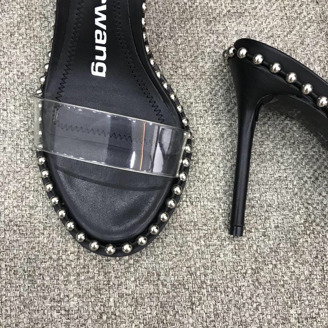 Alexander Wang Nova Satin Crystal Sandal In Black - EUR FASHION
