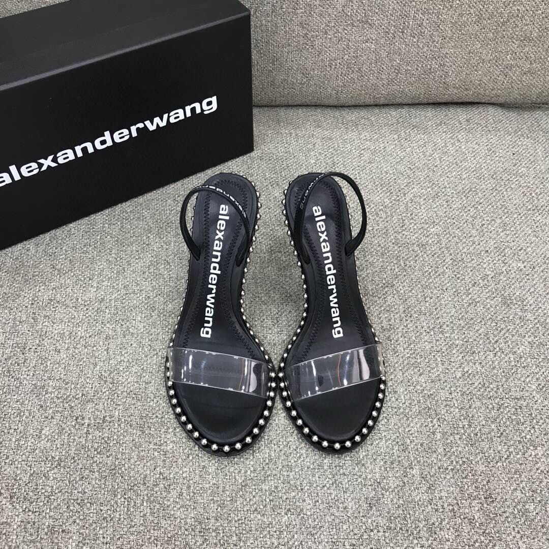 Alexander Wang Nova Satin Crystal Sandal In Black - EUR FASHION