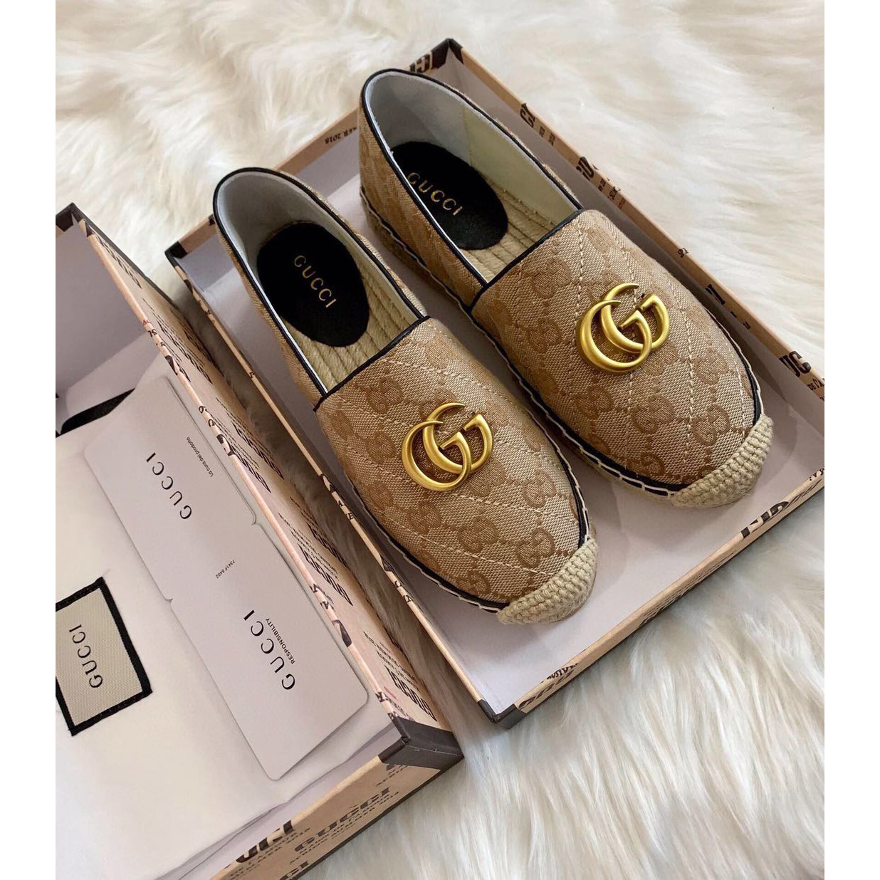Gucci Women's GG Matelassé Canvas Espadrille - EUR FASHION