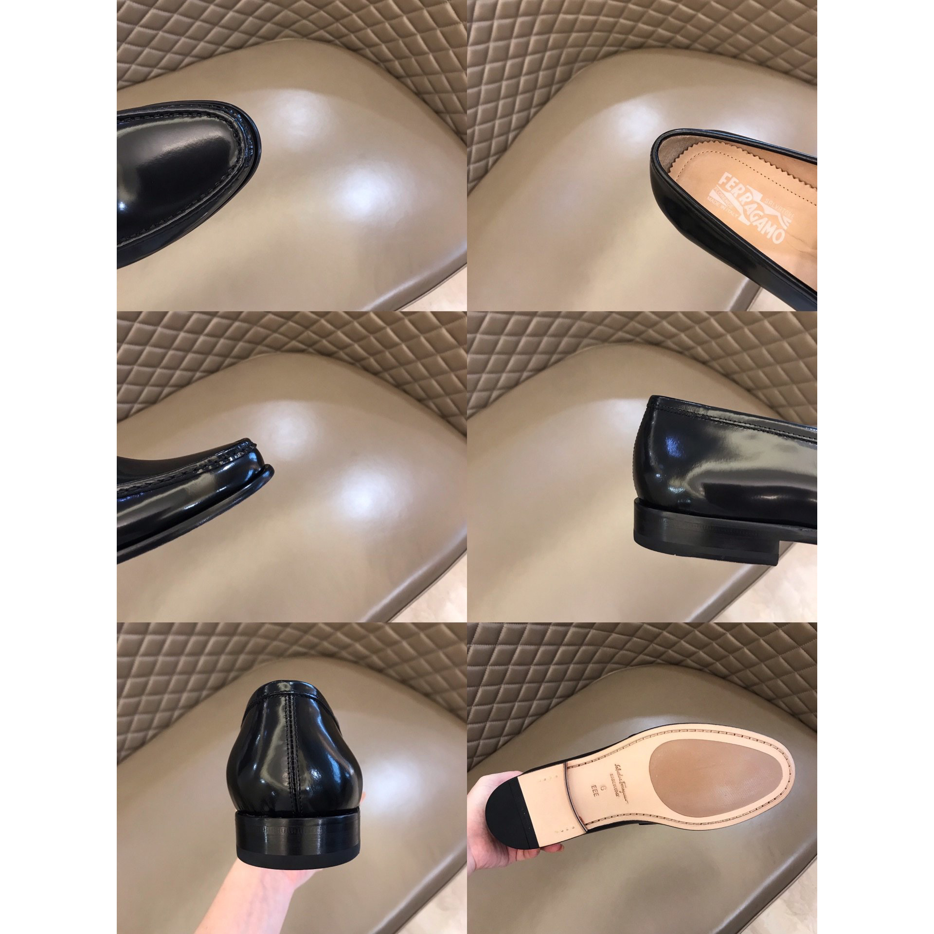Ferragamo Black Leather Shinny shoes - EUR FASHION