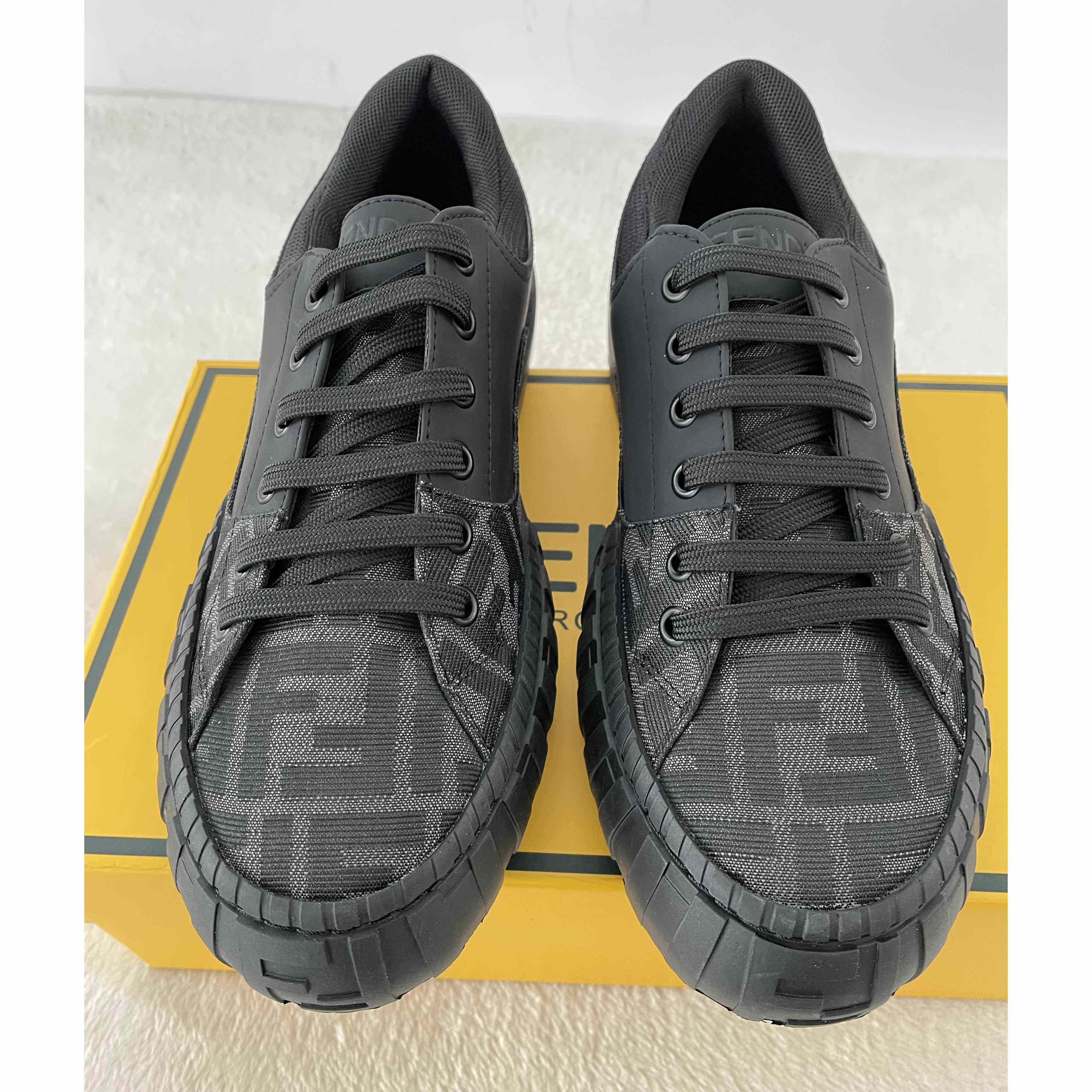 Fendi FF Black Fabric Low-tops Sneaker - EUR FASHION