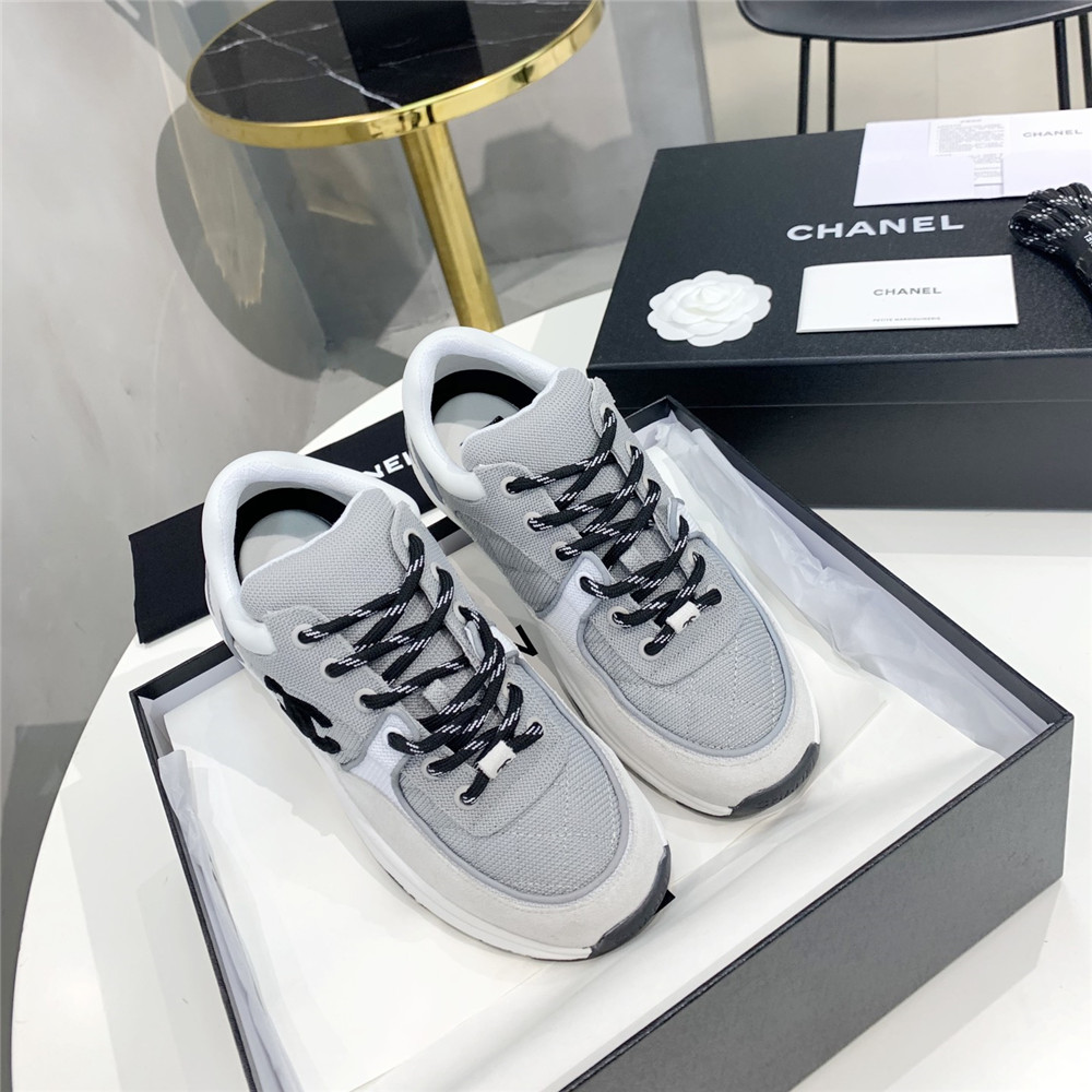 Chanel Fabric&Suede Calfskin Gray&White Sneaker - EUR FASHION