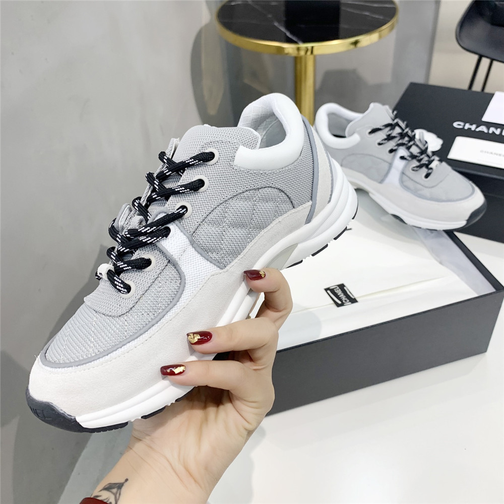 Chanel Fabric&Suede Calfskin Gray&White Sneaker - EUR FASHION