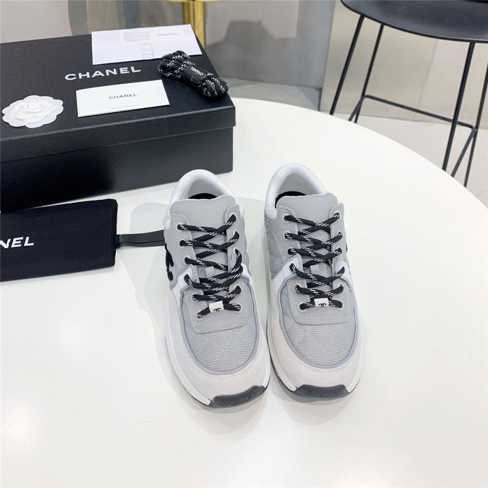 Chanel Fabric&Suede Calfskin Gray&White Sneaker - EUR FASHION