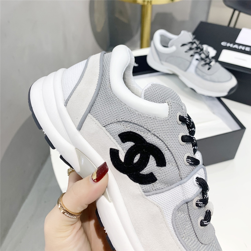 Chanel Fabric&Suede Calfskin Gray&White Sneaker - EUR FASHION