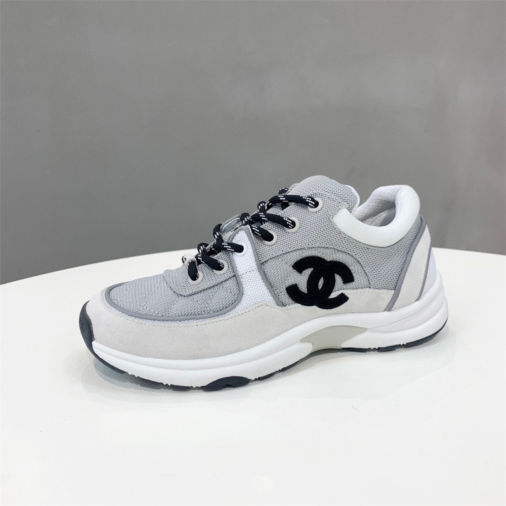 Chanel Fabric&Suede Calfskin Gray&White Sneaker - EUR FASHION