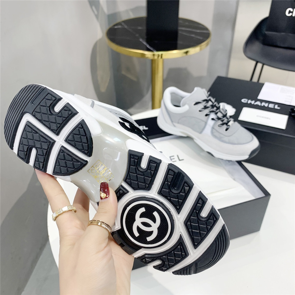 Chanel Fabric&Suede Calfskin Gray&White Sneaker - EUR FASHION