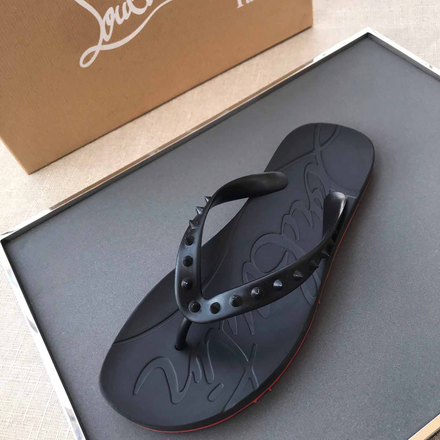Christian Louboutin CL Loubi Flip Black PVC - EUR FASHION