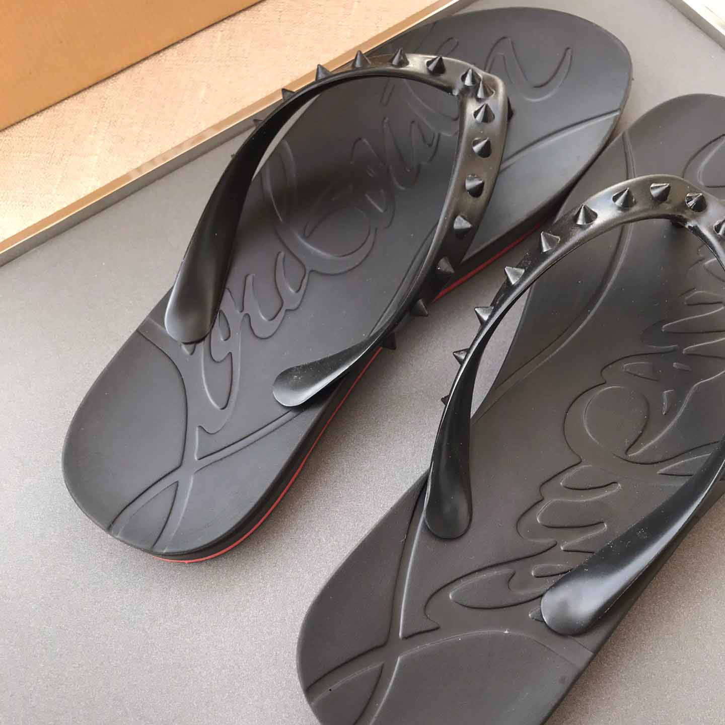 Christian Louboutin CL Loubi Flip Black PVC - EUR FASHION
