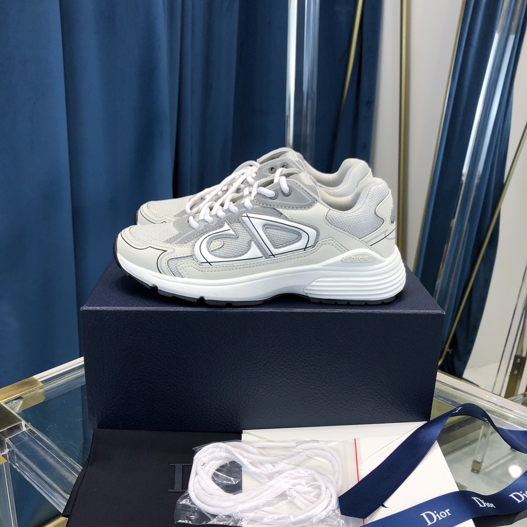 Dior B30 Sneaker Gray Mesh And White Technical Fabric - EUR FASHION