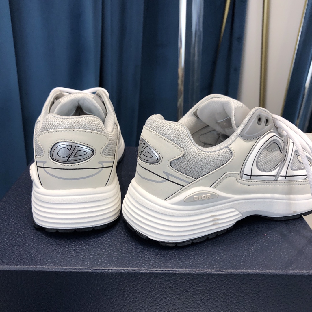 Dior B30 Sneaker Gray Mesh And White Technical Fabric - EUR FASHION