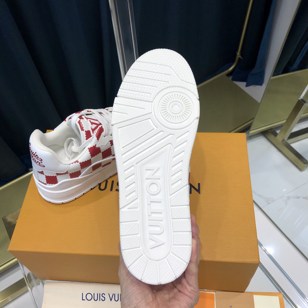 Louis Vuitton Trainer Sneaker Red White Damier - EUR FASHION