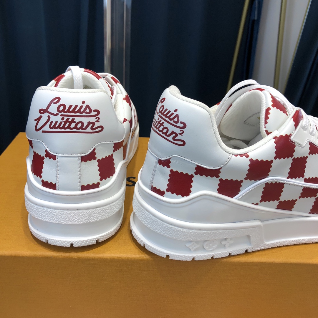 Louis Vuitton Trainer Sneaker Red White Damier - EUR FASHION