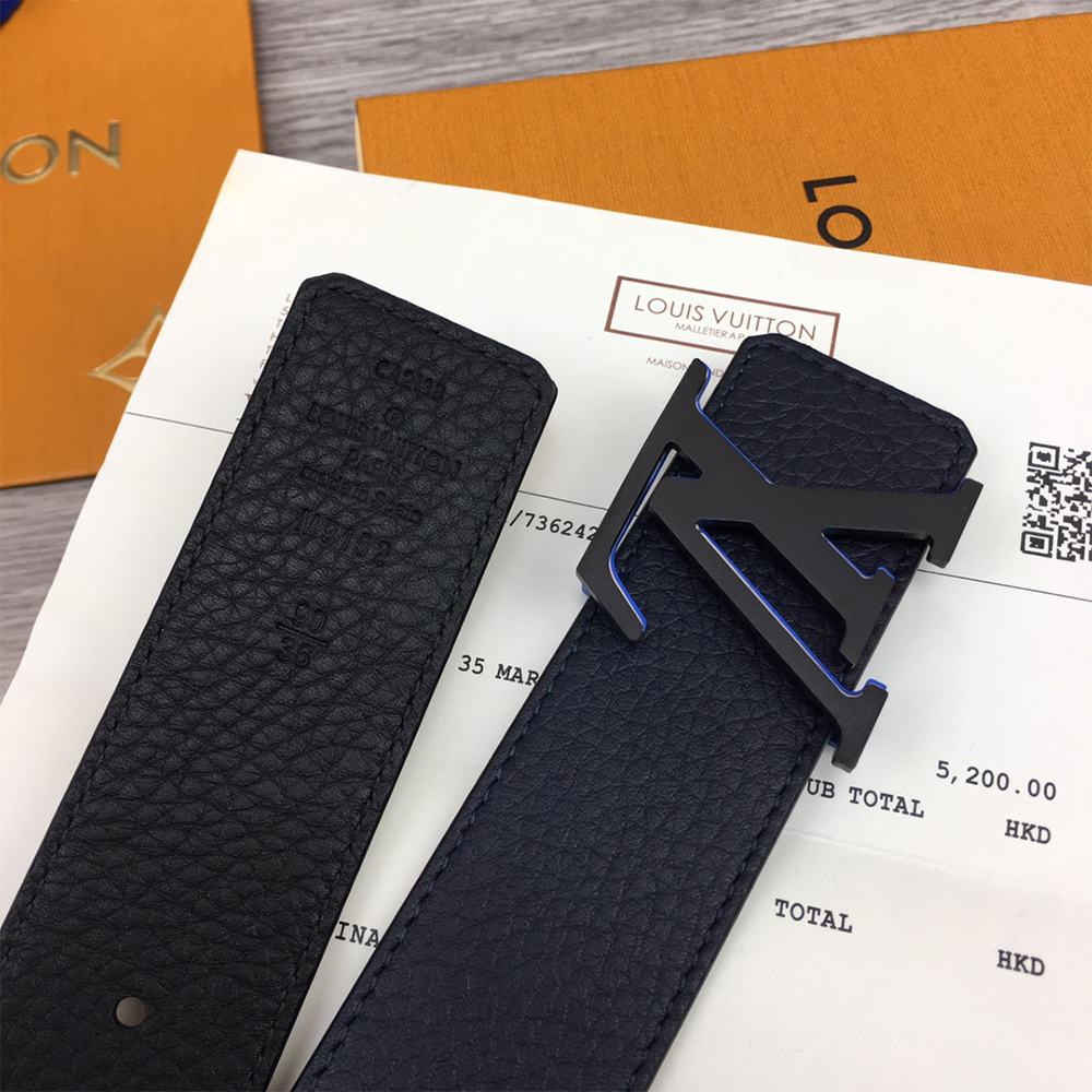 Louis Vuitton 40MM Belt In Black With Blue Buckle - EUR FASHION