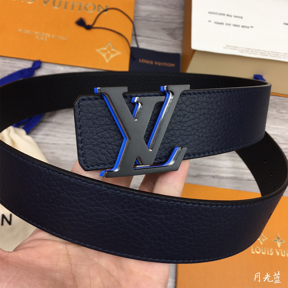 Louis Vuitton 40MM Belt In Black With Blue Buckle - EUR FASHION