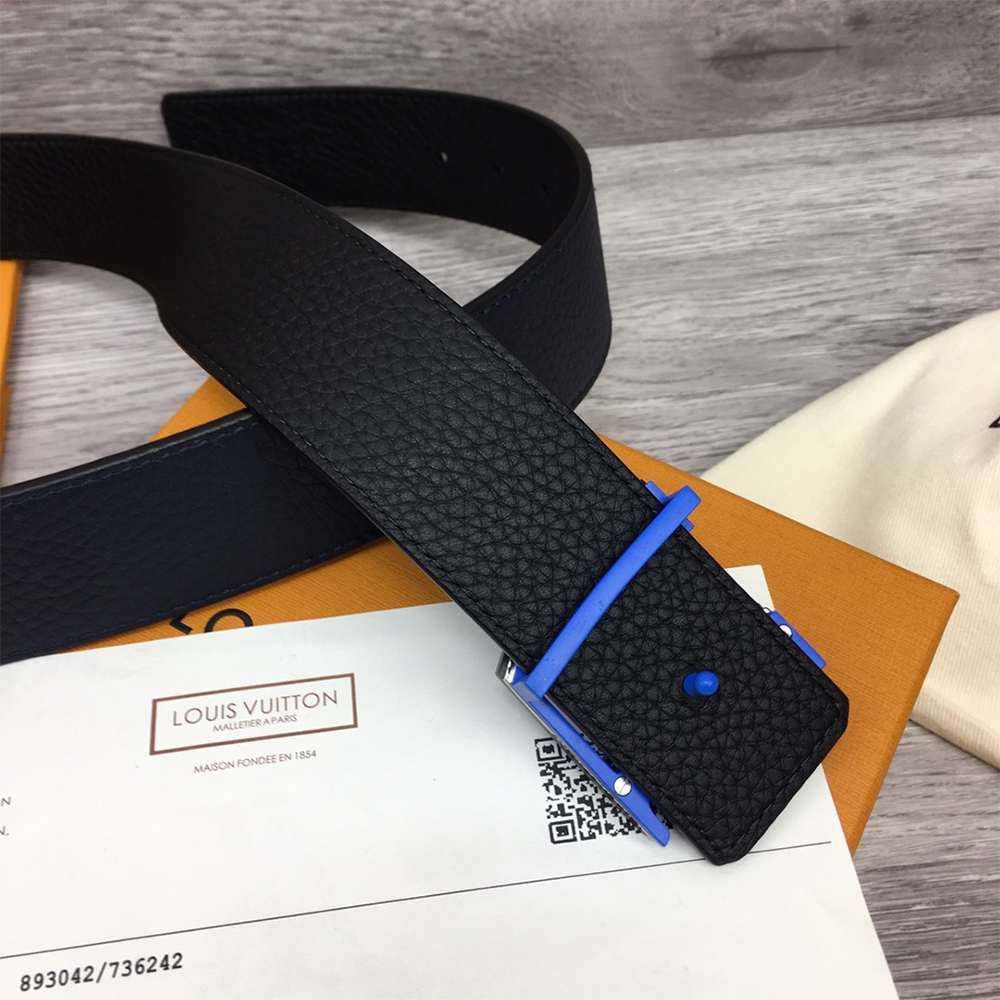 Louis Vuitton 40MM Belt In Black With Blue Buckle - EUR FASHION