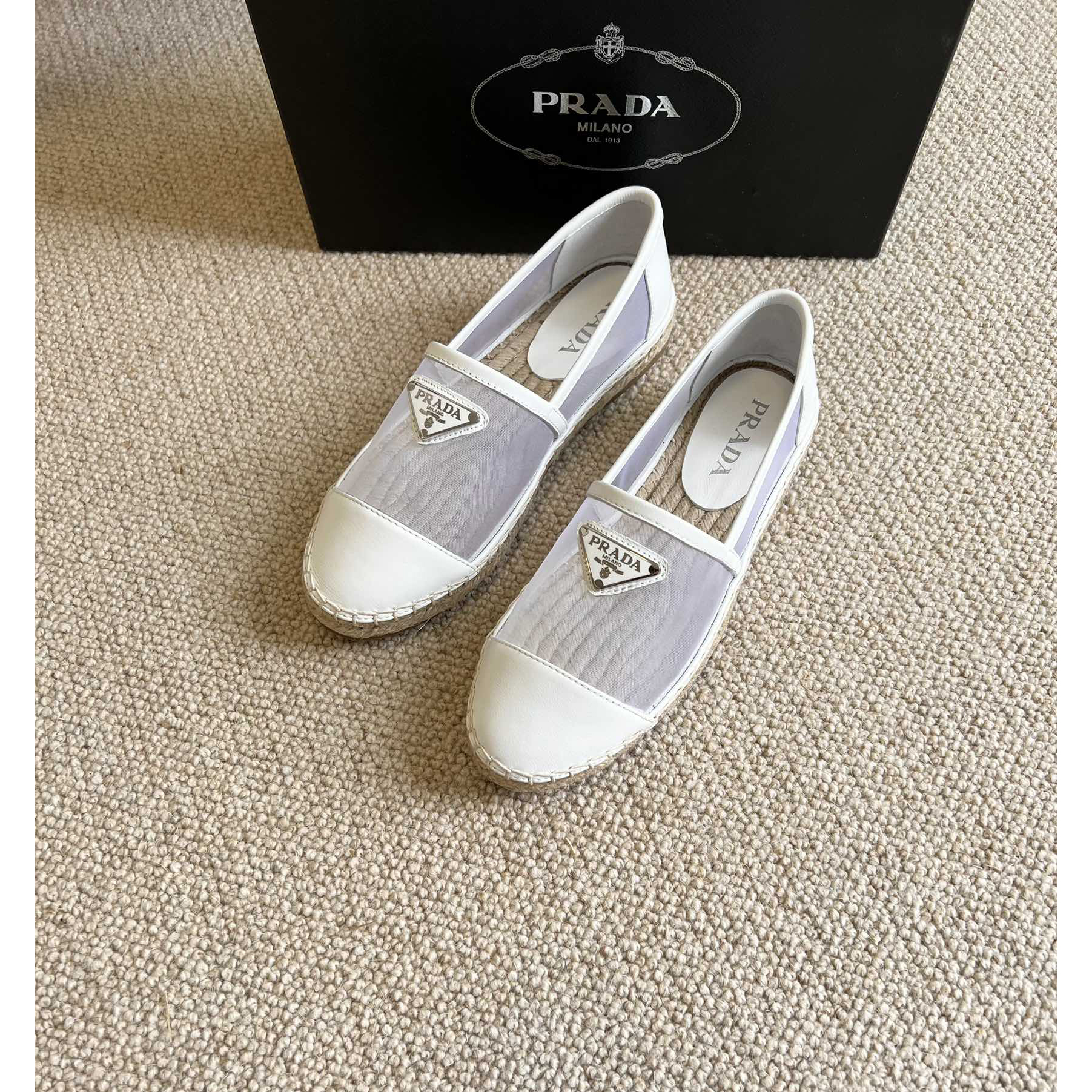 Prada  Logo  Woman White Loafers - EUR FASHION
