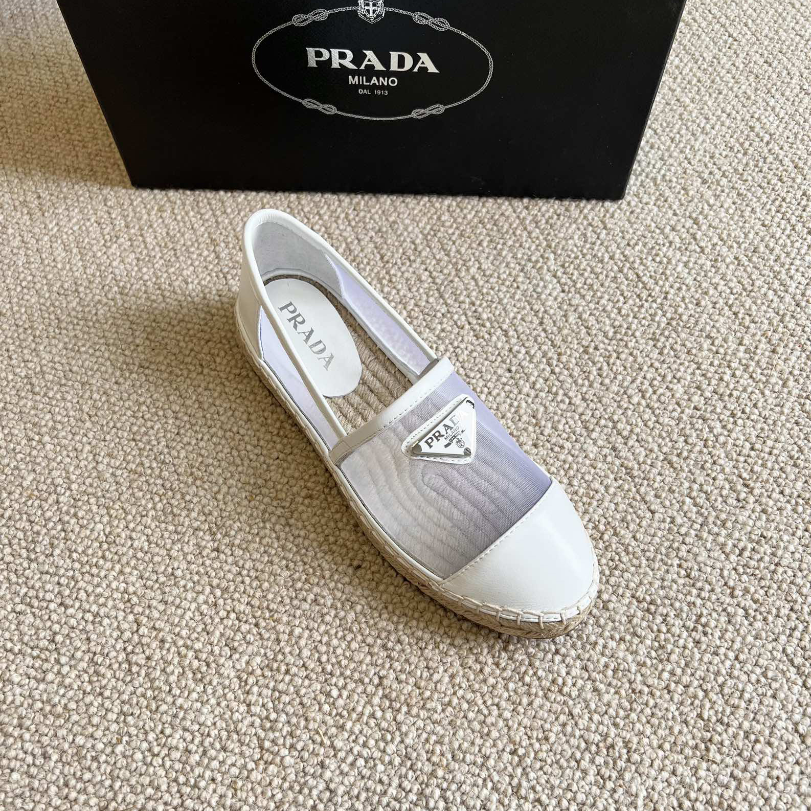 Prada  Logo  Woman White Loafers - EUR FASHION