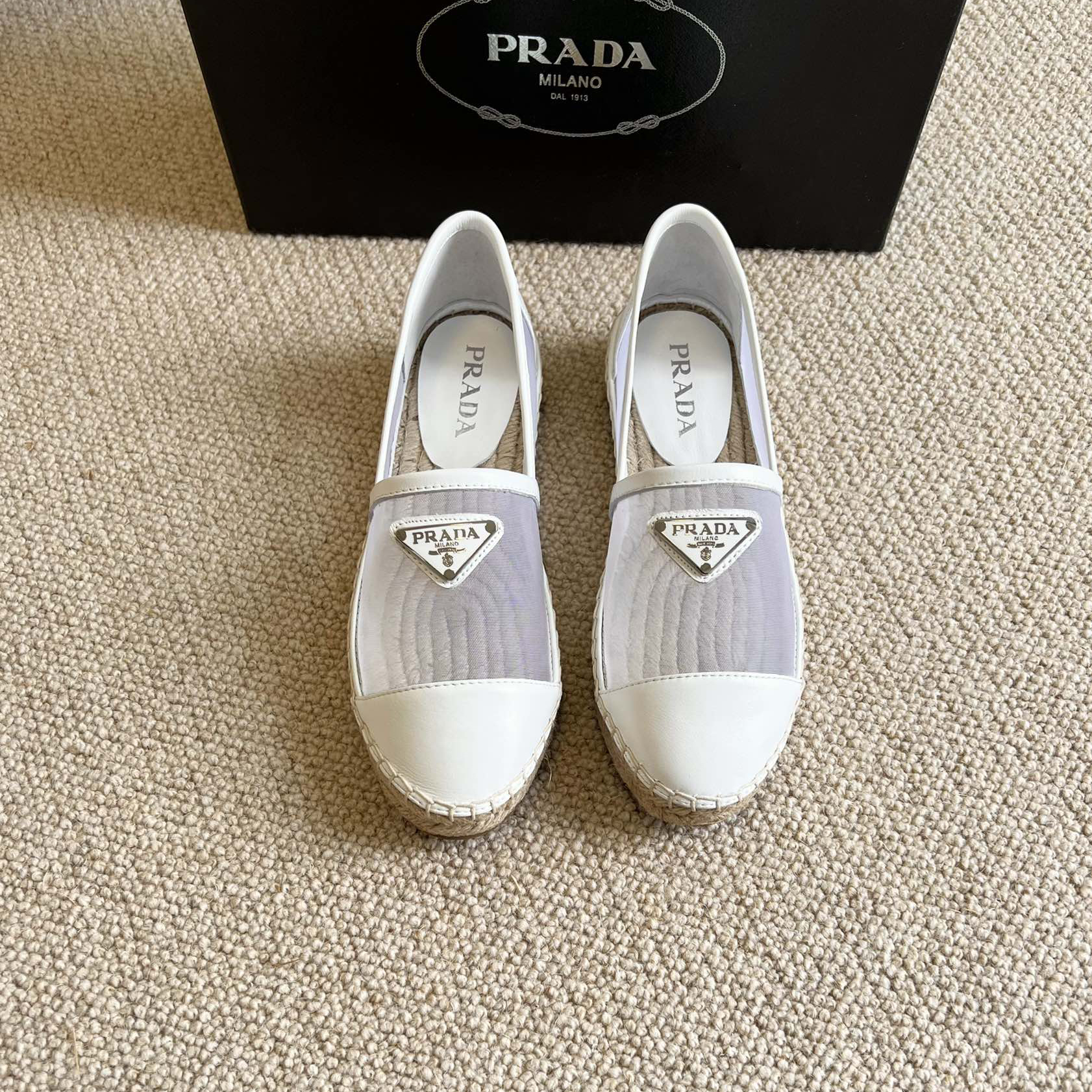 Prada  Logo  Woman White Loafers - EUR FASHION