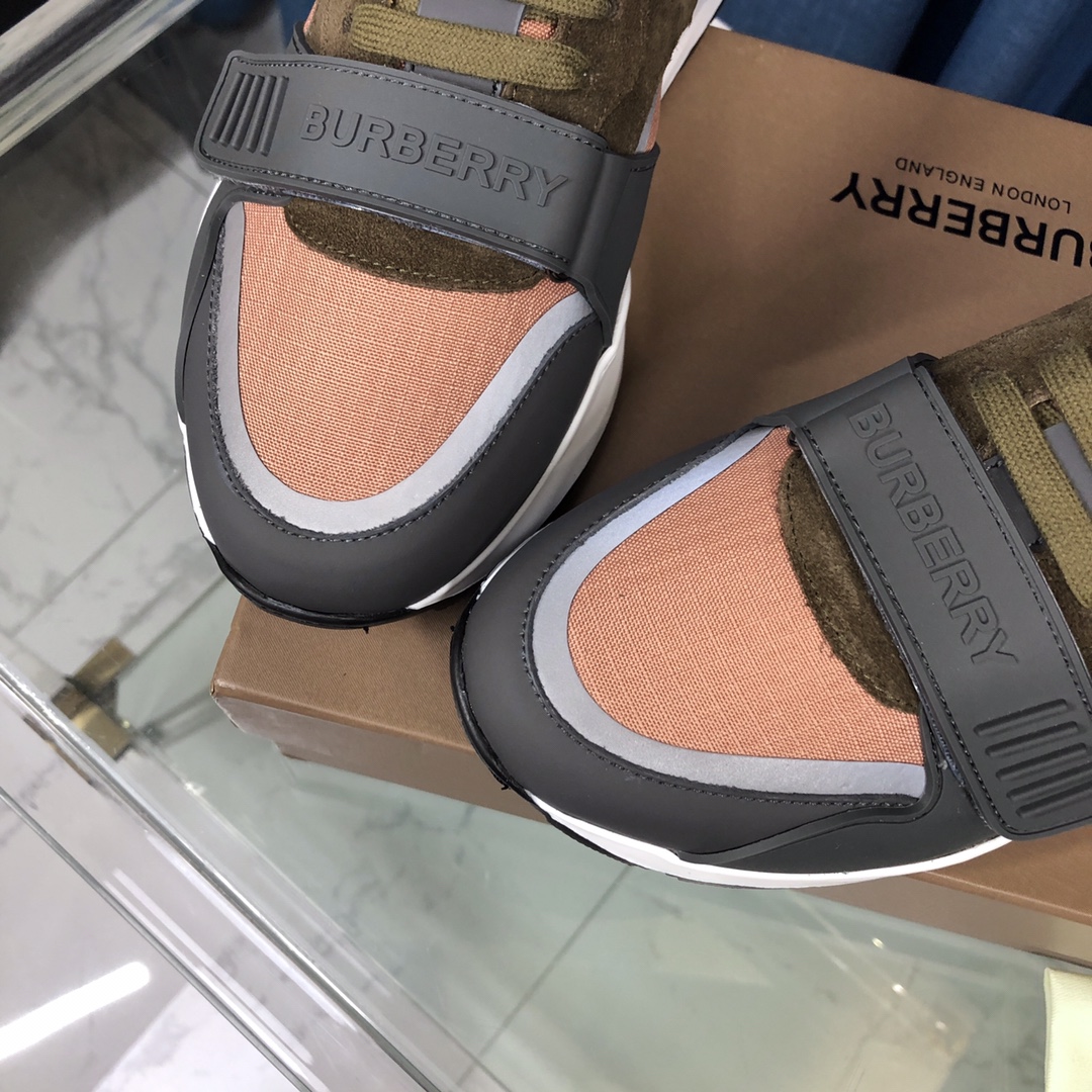 Burberry Check Cotton Canvas And Leather Sneakers - EUR FASHION