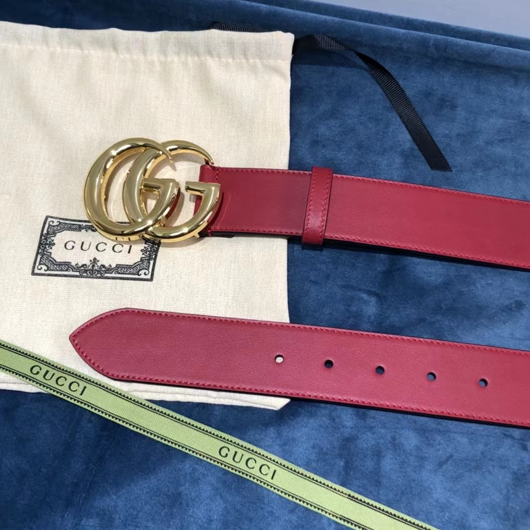 Gucci Red Belt With Double G Buckle - EUR FASHION