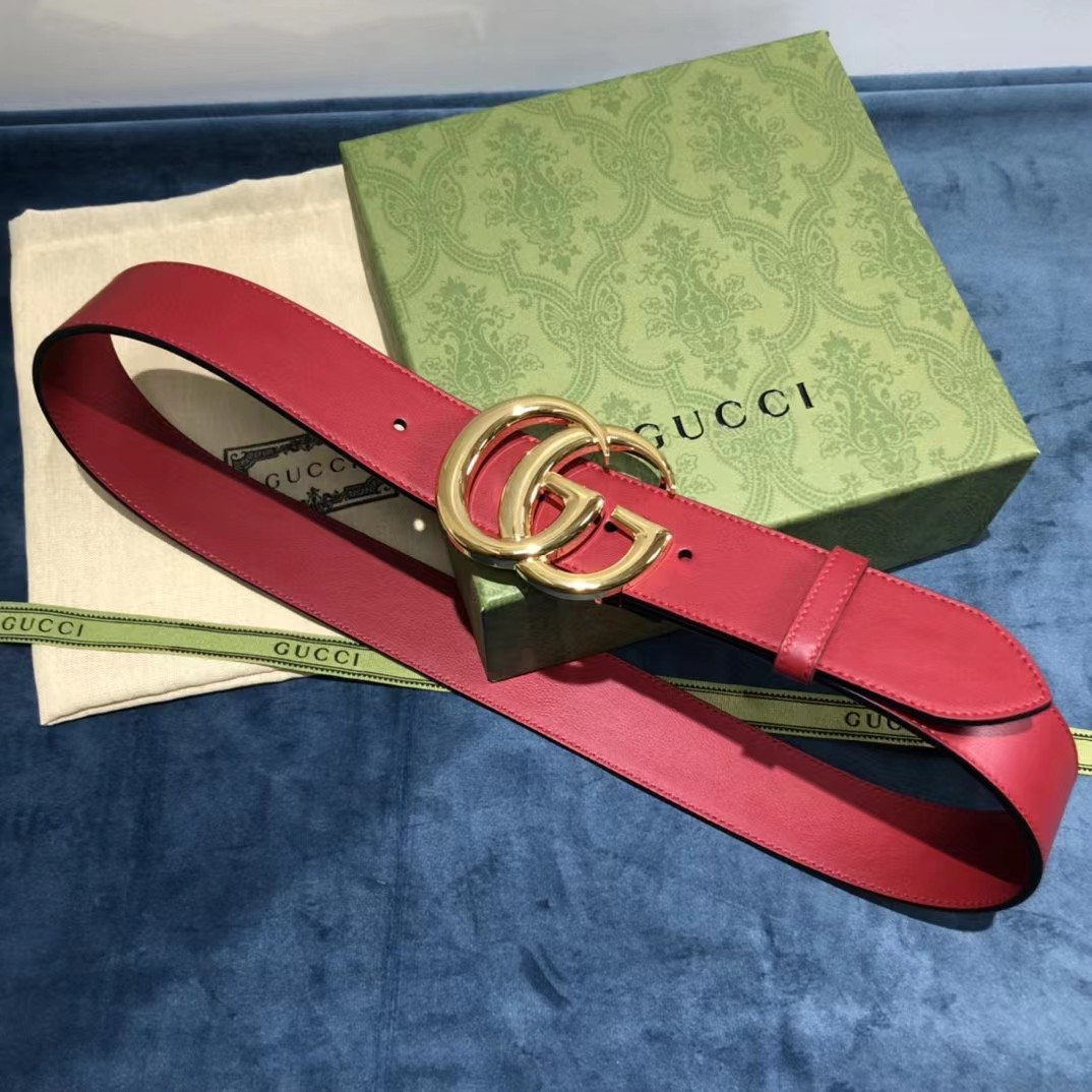 Gucci Red Belt With Double G Buckle - EUR FASHION