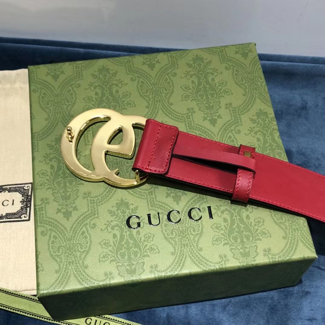 Gucci Red Belt With Double G Buckle - EUR FASHION
