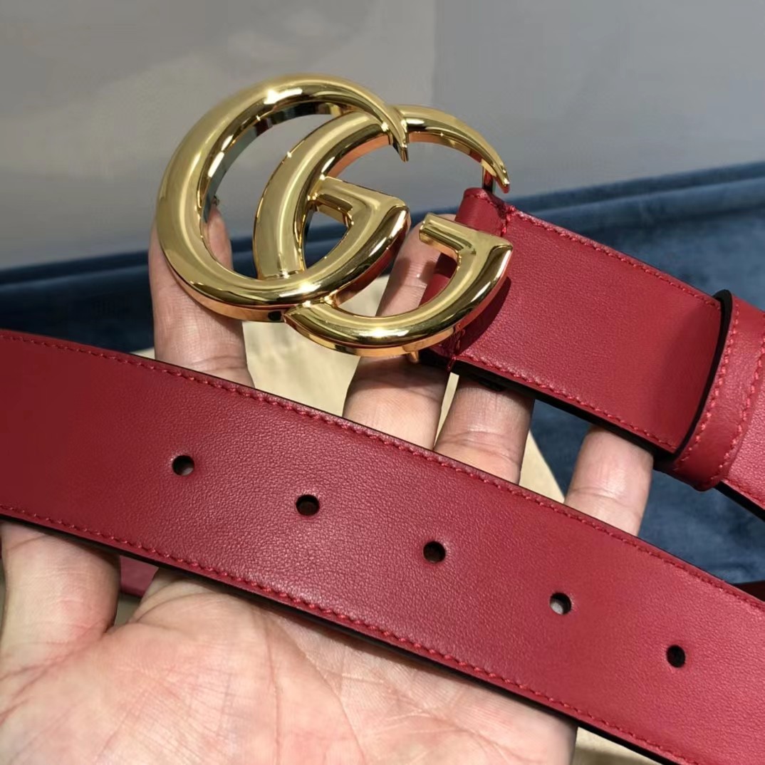 Gucci Red Belt With Double G Buckle - EUR FASHION
