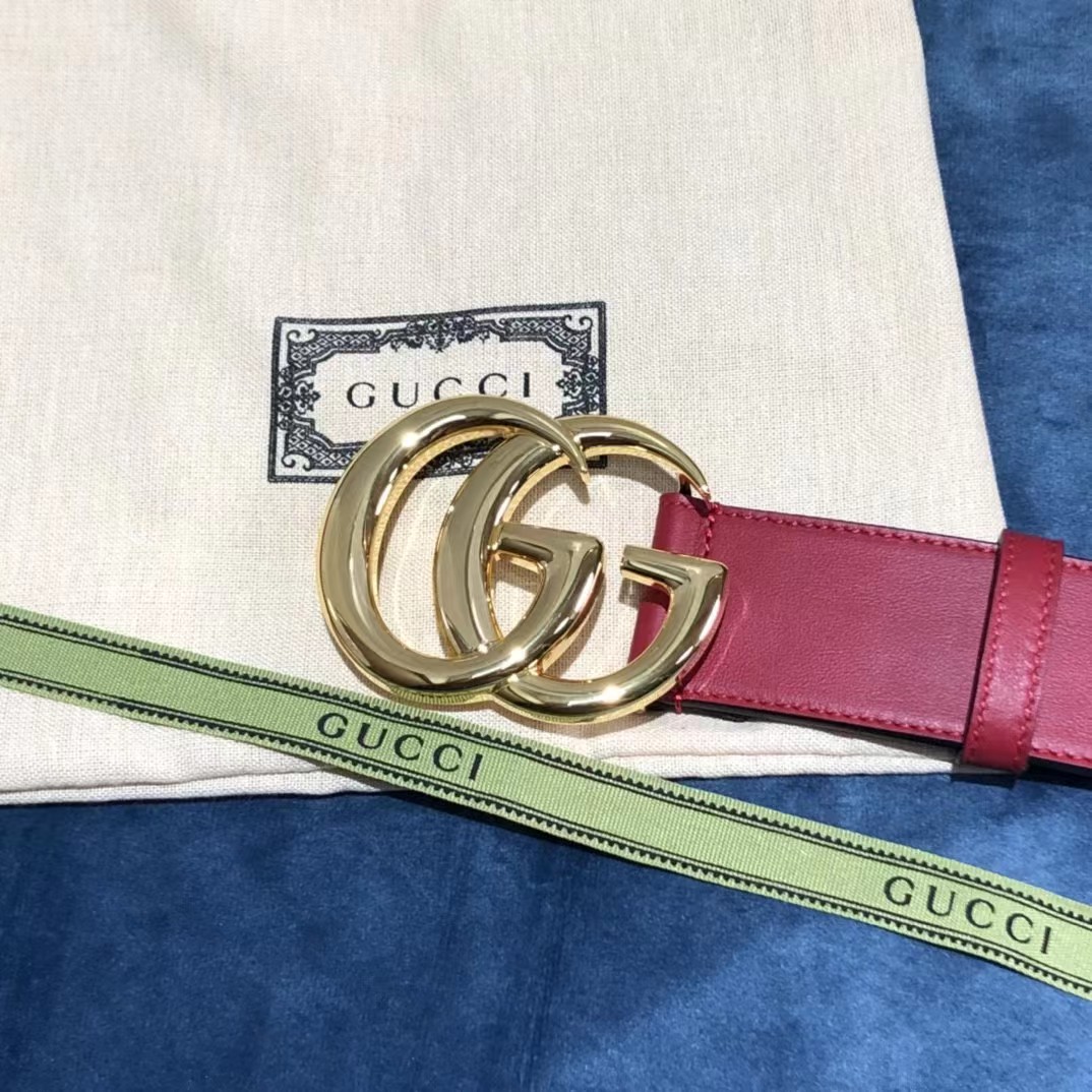 Gucci Red Belt With Double G Buckle - EUR FASHION