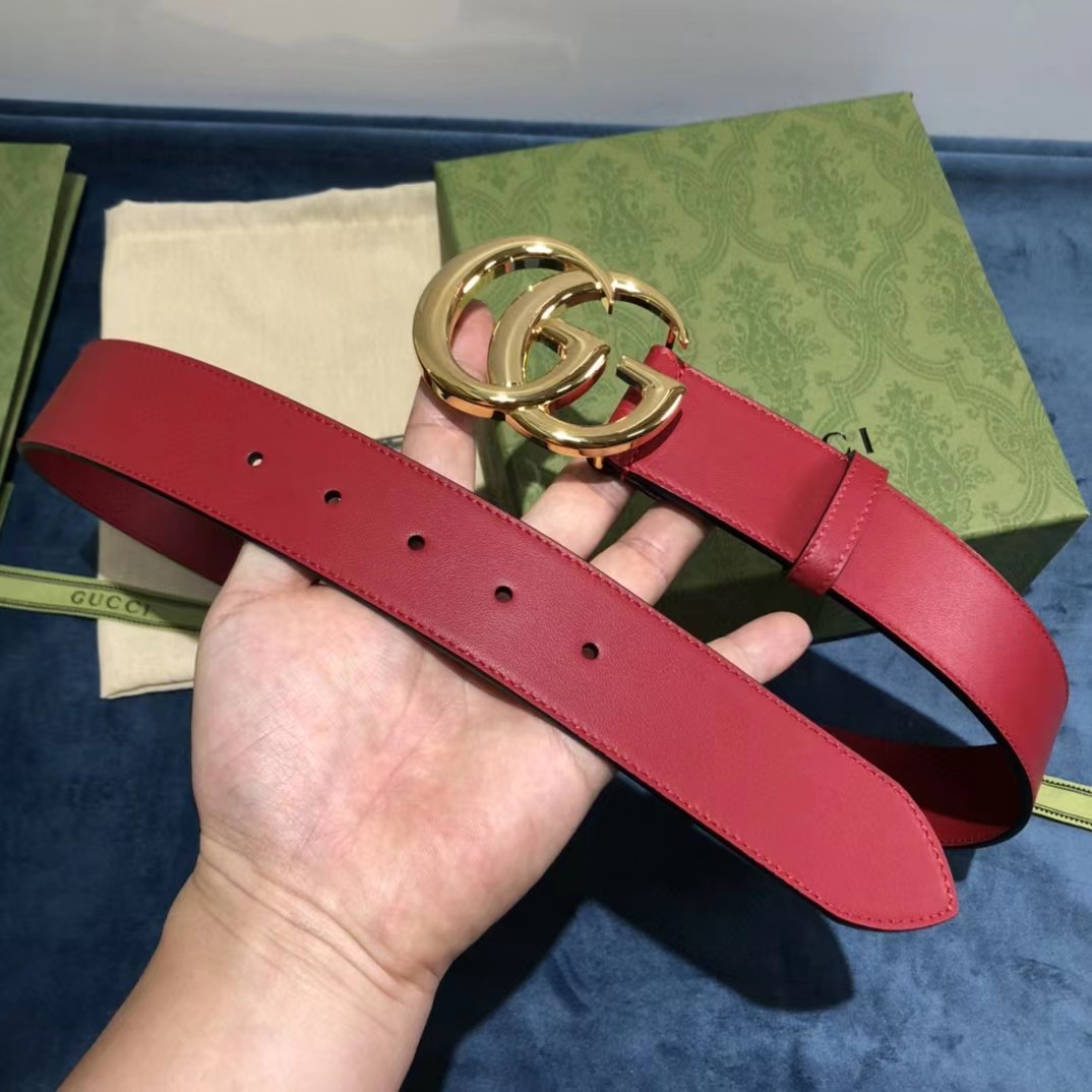 Gucci Red Belt With Double G Buckle - EUR FASHION