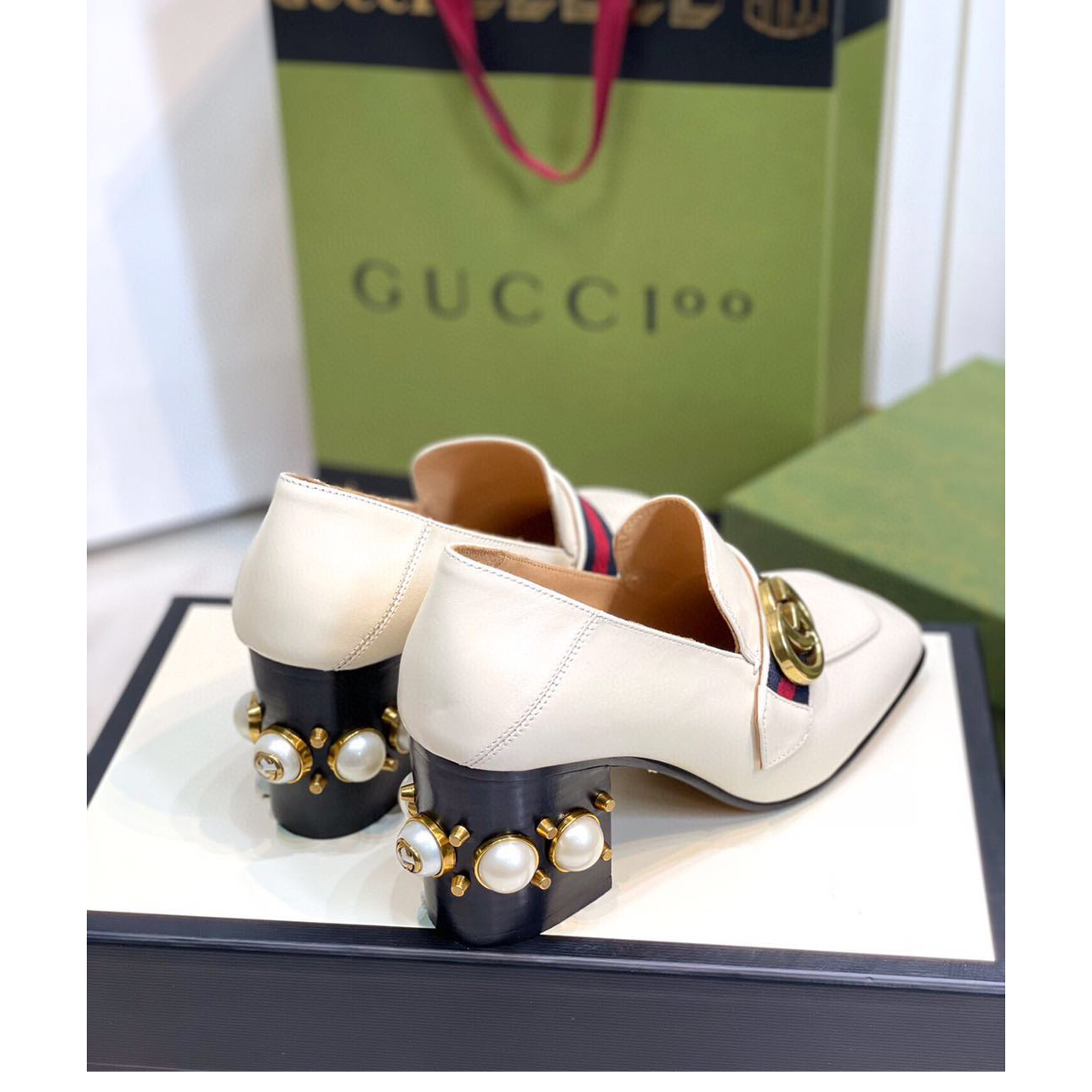Gucci White Pearl Matchmake Pump - EUR FASHION