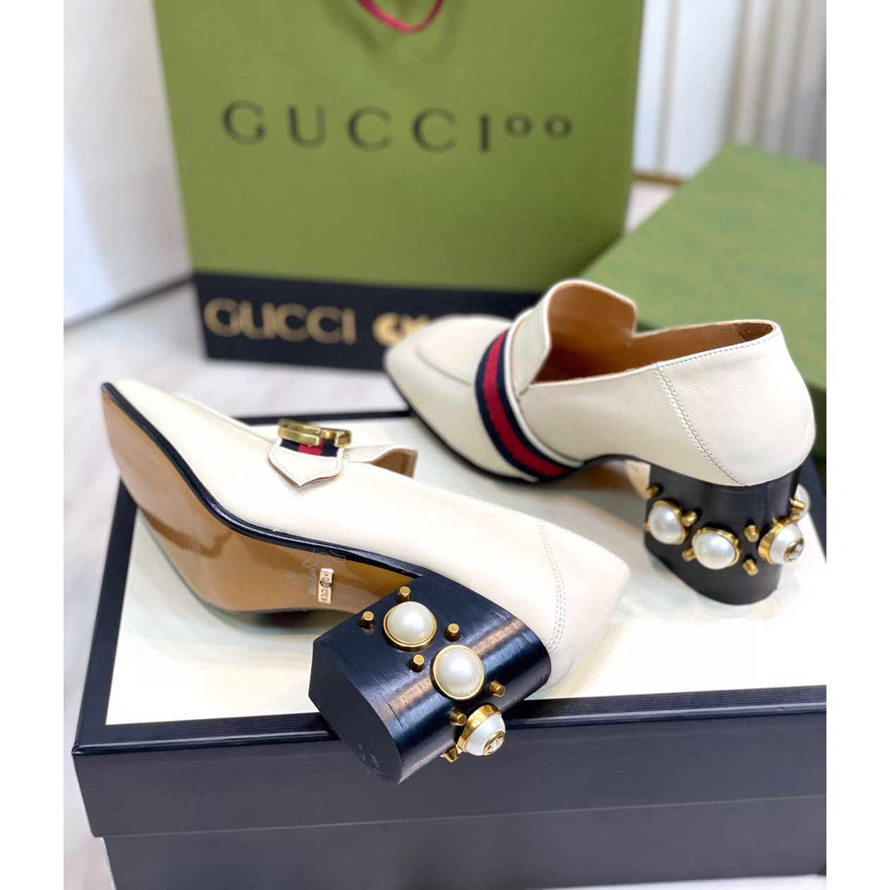 Gucci White Pearl Matchmake Pump - EUR FASHION